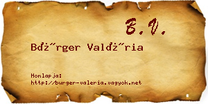 Bürger Valéria névjegykártya
